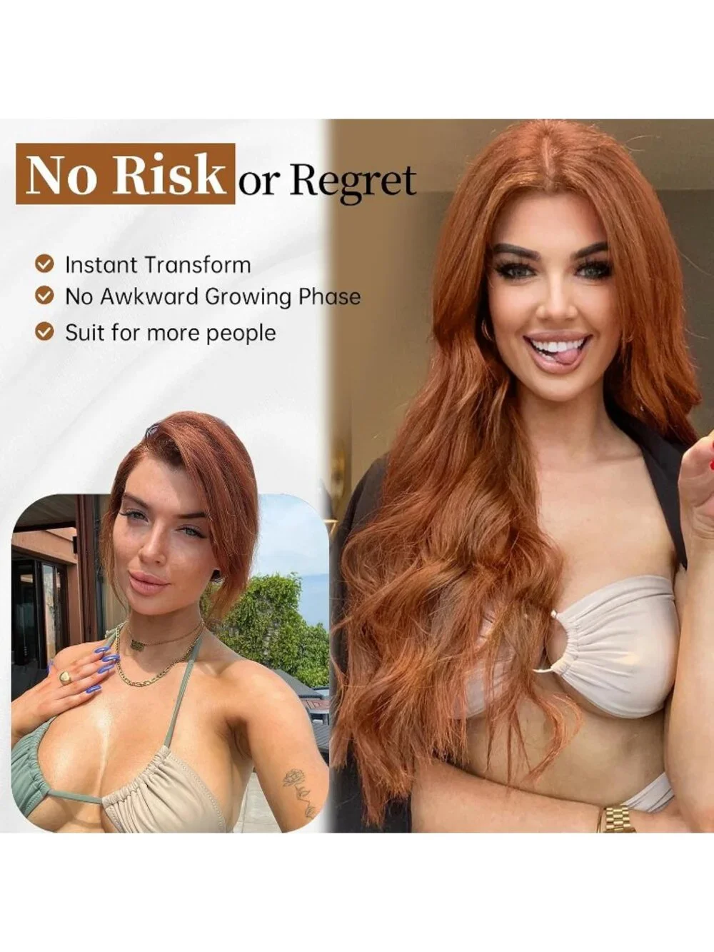 Women's Auburn Lace Hairline 26 Inch Synthetic Heat Resistant Wavy Wigs